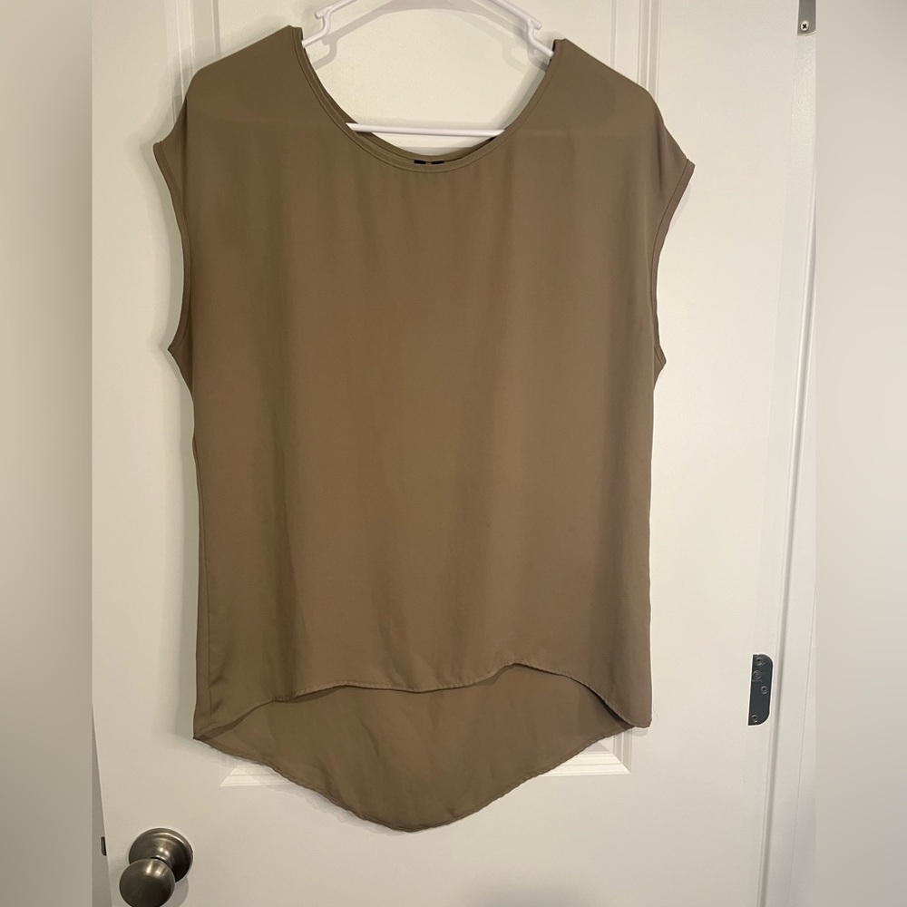 Camel brown cap sleeve dress tunic shirt.